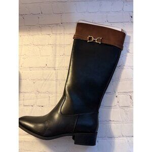 ✨✨Liz Claiborne Riding Boot Knee High Heel Black Brown Gold 10 NWT